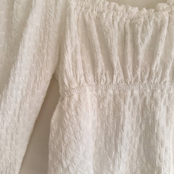 Free People White Eyelet Lady Bug Milk Maid Button Top Women's Size LG - Picture 10 of 13